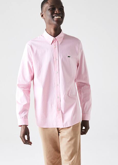 CH9620 Lacoste Long Sleeve with Pocket Poplin Mini Check Regular Fit Woven Shirt CH9620 Lacoste Long Sleeve with Pocket Poplin Mini Check Regular Fit Woven Shirt